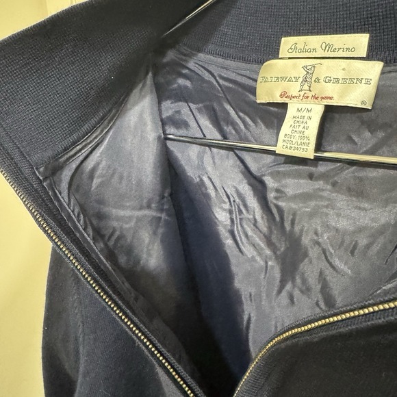 Fairway Green Citi Italian Merino Wool 1/4 Zip Sweatshirt Blue Navy Mens Medium - Picture 9 of 10